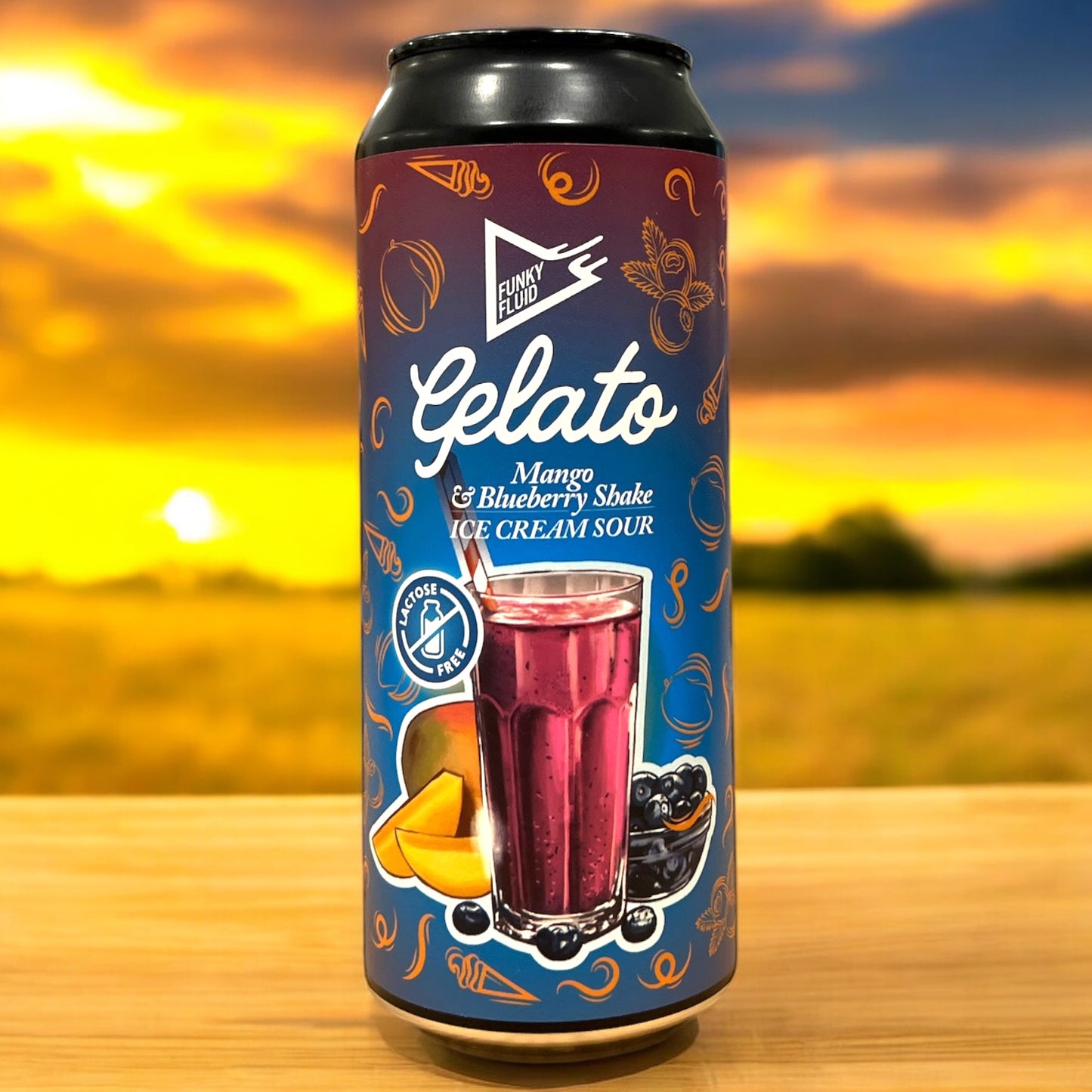 FUNKY FLUID GELATO MANGO & BLUEBERRY SHAKE SOUR LATA 500 ML.