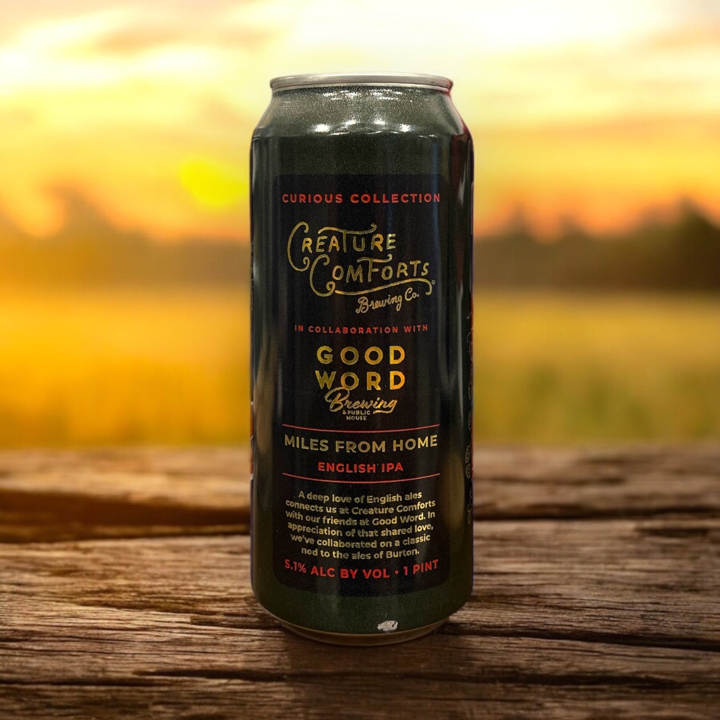 CREATURE COMFORT W/GOOD WORD MILES FROM HOME ENGLISH IPA LATA 473 ML.