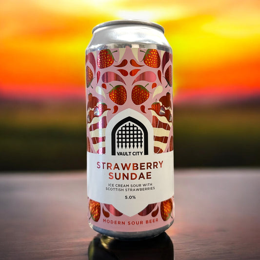 VAULT CITY  STRAWBERRY SUNDAE ICE CREAM SOUR WITH SCOTTISH STRAWBERRIES LATA 440ml