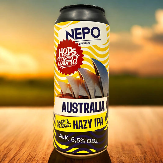 NEPO HOPS AROUND THE WORLD AUSTRALIA HAZY IPA LATA 500 ML.