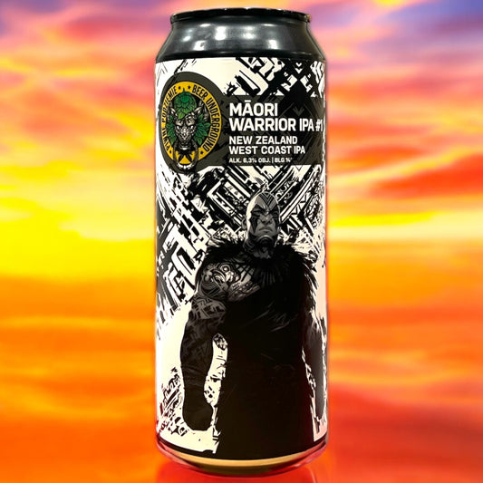 PIWNE PODZIEMIE. MAORI WARRIOR IPA #1. NEW ZEALAND WEST COAST IPA. LATA 500 ML.